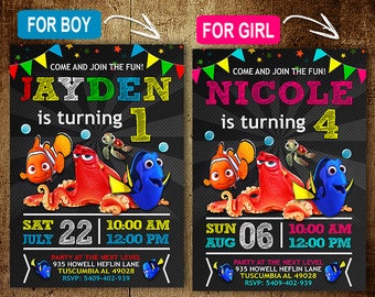 Finding Dory Birthday Invitation. Invitations. Finding Dory Invitation. Finding Dory Birthday Party. Finding Dory Party. DIY