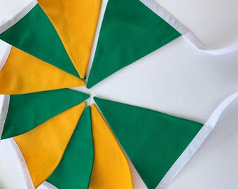 Yellow and green Norwich Football club themed cotton bunting garland