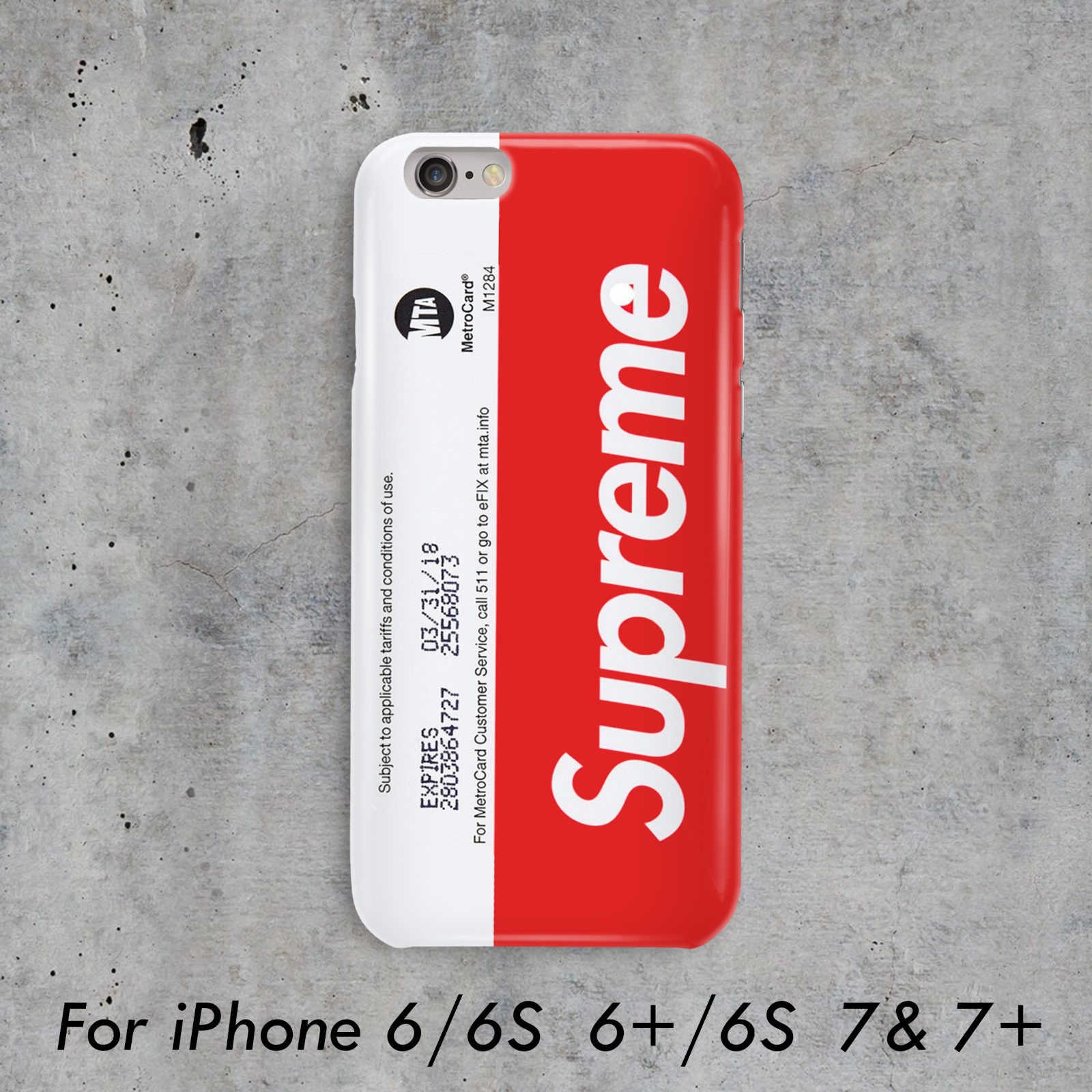Supreme Metrocard MTA Hard Cover Snap On IPhone 6 6S Plus 7 7