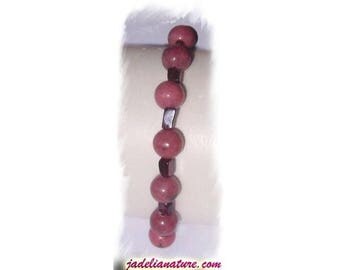 RHODONITE AND GARNET 925 STERLING SILVER BRACELET
