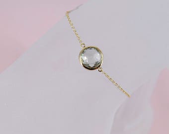 18k Gold Green Amethyst Bracelet