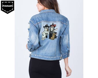 Dog Iron on Patch Cat Embroidered Patch Dog Patch Cool Iron on Patch Paw Patrol Patch Aesthetic Patch Large Back Patch Denim Jacket