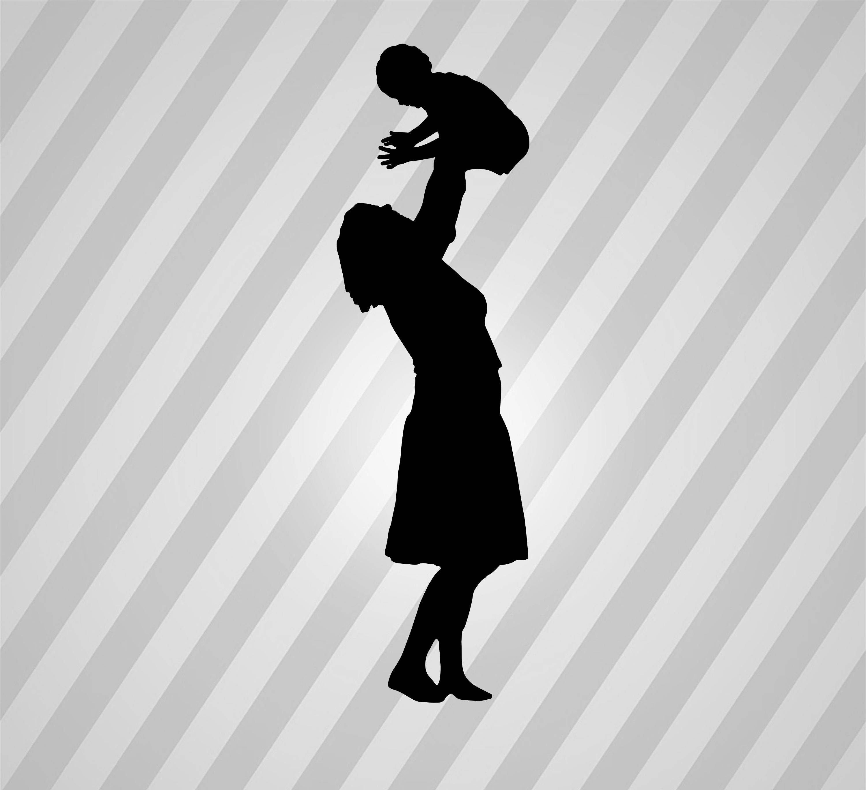 Download Mother And Son Silhouette Svg Dxf Eps Silhouette Rld RDWorks