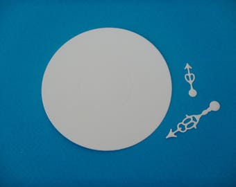 Cut round white clock for scrapbooking and card