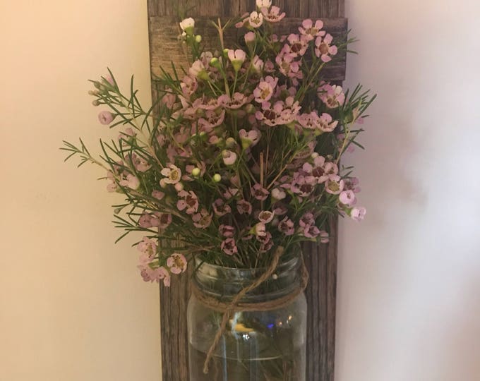 Reclaimed wood mason jar wall sconce