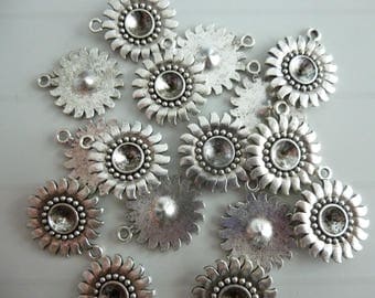 5 flower silver-plated sunflower charms