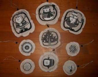 9 FIGURINES CHRISTMAS ORNAMENT - SANTA CLAUS CHRISTMAS TREE HAND MADE
