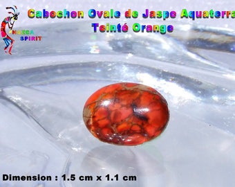 1 cabochon oval Jasper Aquaterra tinted Orange 1.5 cm x 1.1 cm