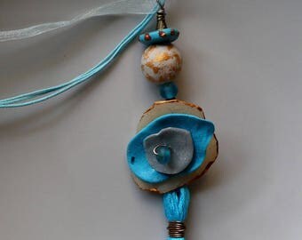 Pendant necklace, boho Chic, Turquoise necklace, tassel "Azel", gift idea