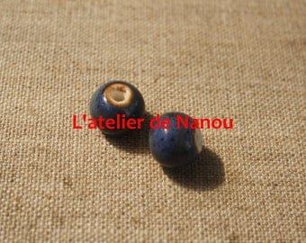 ceramic bead handmade ultramarine blue 6 mm