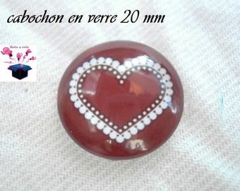 1 cabochon clear 20mm heart Burgundy background theme