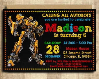 Transformers Birthday Invitation, Transformers Birthday, Transformers Invitation, Transformers Party, Transformers Card, Transformers Invite
