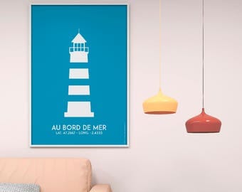 Blue Lighthouse Poster Print