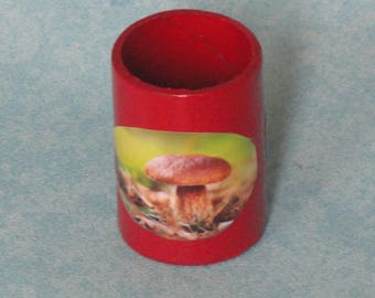 Little pencil roll cardboard mushroom jar