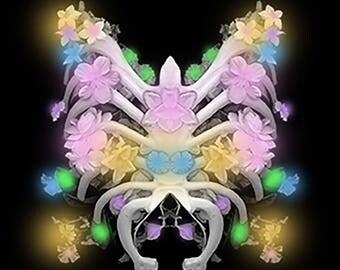 Caged Flowers Printable Print Digital Art Gothic Creepy Bones Skellington Fairy Lights ArtbyJerriLee