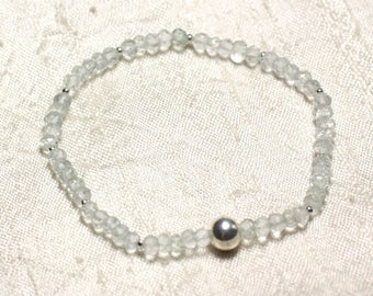 Bracelet 925 sterling silver and Amethyst stone - green Prasiolite faceted rondelles 3mm