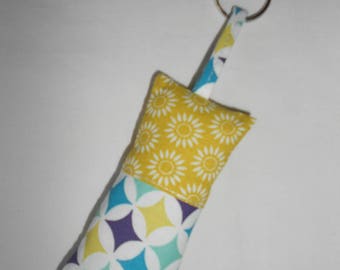 Keychain fabric yellow, blue, purple