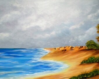 Painting on canvas "Listing of the storm"