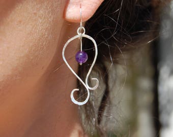 Earrings in Sterling Silver spirals with Pearl