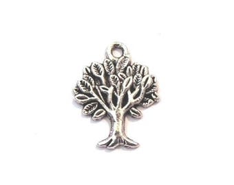 Breloque charm pendentif arbre de vie - plaqué argent (5 pièces)