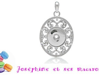 1 snap 5.5x3.6cm rhinestone Oval Pendant