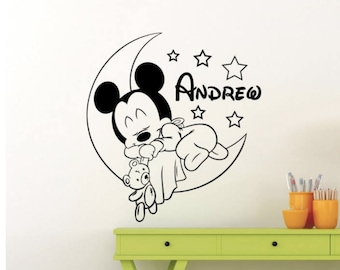 Personalized Custom Mickey Mouse Wall Decal/ Custom Baby Name Home Decor