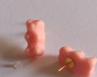Pink Teddy bear ear studs