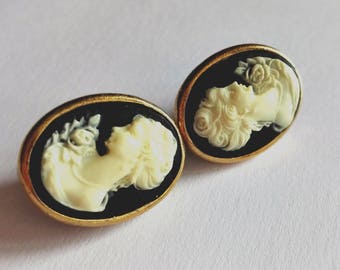 Vintage cameo Earrings 925 Silver L'officiel
