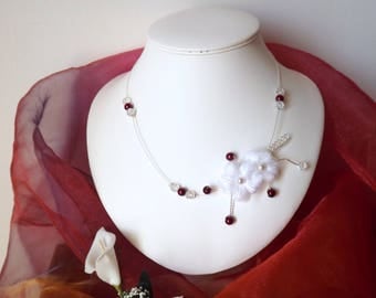 Burgundy necklace and Crystal