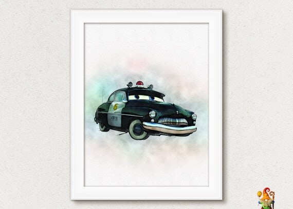 sheriff cars print disney cars printable art watercolor printable