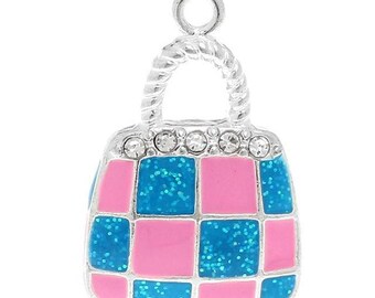 blue and pink purse