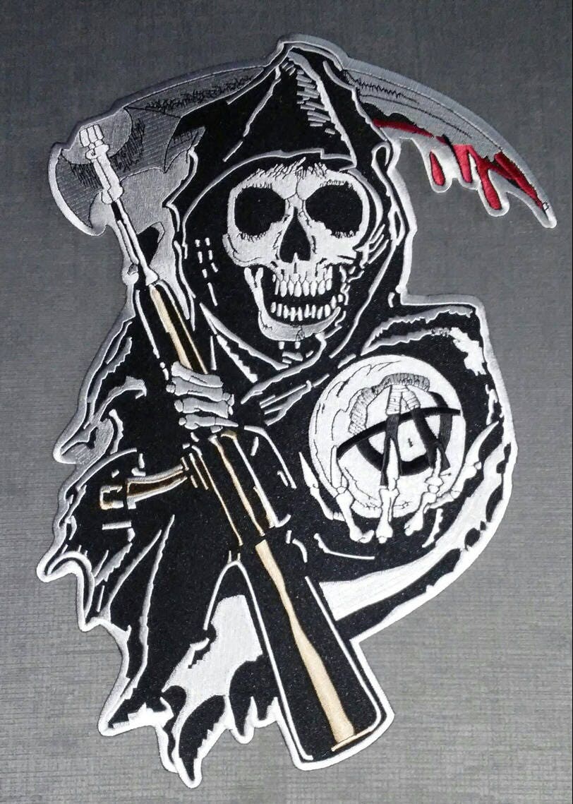 Sons of Anarchy Grim Reaper Biker Back Patch XL 13.5