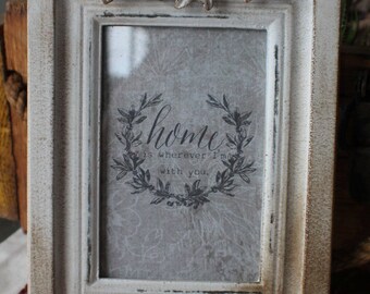 Cadre décoratif shabby "HOME" / Ornamental shabby frame "HOME"