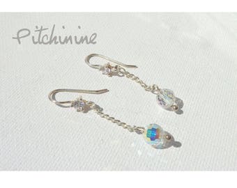 Earrings Aurora Borealis AB quality disco balls, Sterling Silver earrings