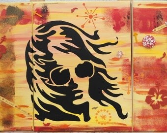 Painting triptych "Fireworks"