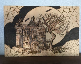 Halloween haunted house wall art