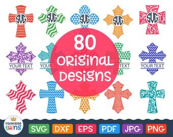 Christian Cross Monograms Svg Chevron Cross Svg Split Cross Frame Svg Vinyl Designs for cutting machines Cricut Files Silhouette Dxf Png Eps