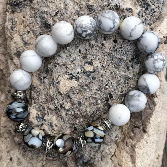 White Marble Beaded Bracelet