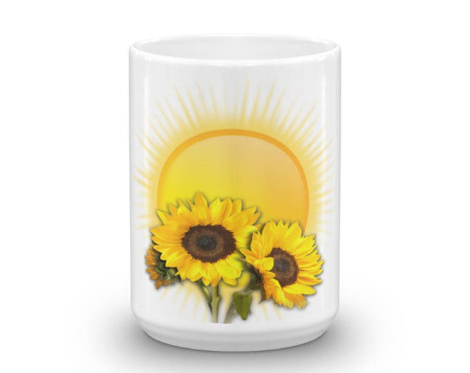 Sunshine Sunflowers Coffee Mugs for Coffee Lovers, Gifts for Teachers, Mom, Friend, Grandma, Ceramic, Girls, Women, CoffeeShopCollection