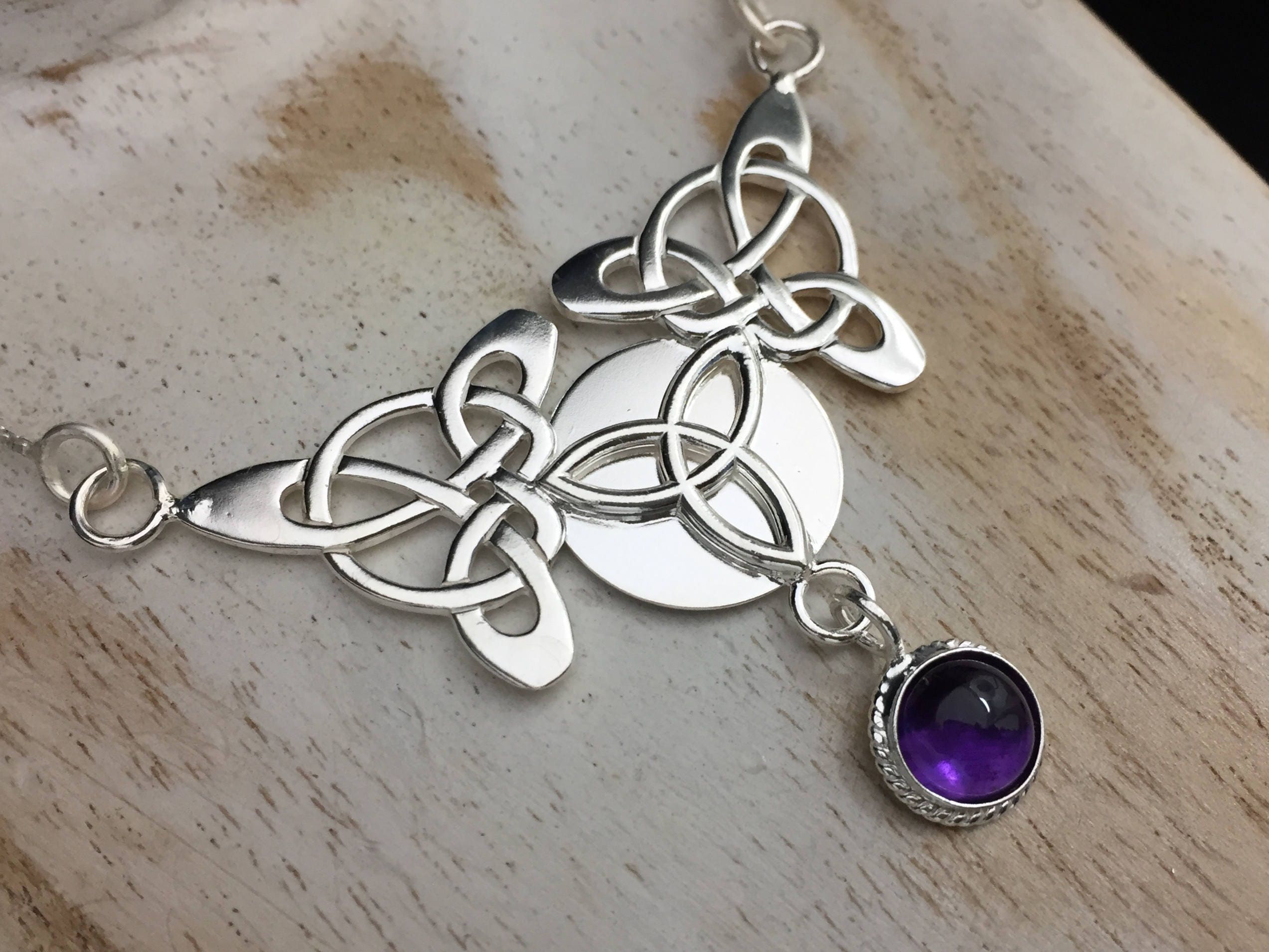 Irish Celtic Necklace with Gemstone Irish Necklaces Sterling