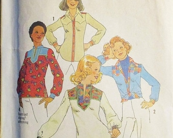 30% OFF SALE 1970s Sewing Pattern Simplicity 7143 Misses Shirt Pattern Size 12 Bust 34