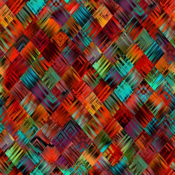 Handmade Patchwork Crayon Red Jersey Cotton Spandex Knit Fabric By The Yard Fiber Art