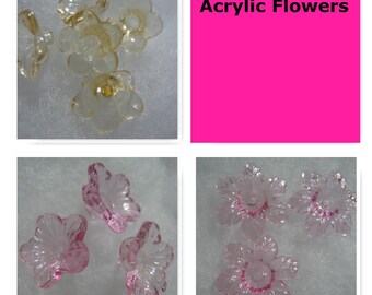 Acrylic Flower Beads assorted colors 144 Charms 22mm - 12mm A3