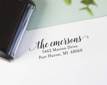 Address Stamp - Self Inking Return Address Stamp - rubber stamp - Custom and Personalized Stamp, Housewarming gift - emerson