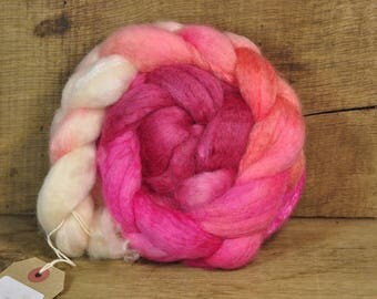 BFL Wool / Sparkly Nylon Top - 'Coral'