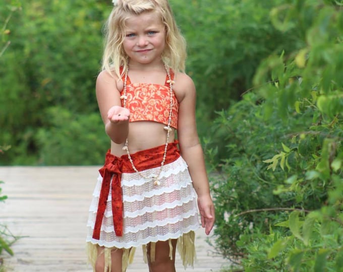 Moana Birthday Costume - Moana Party Dress - Moana Toddler Costume - Girls Grass Skirt - Moana Outfit - hand made - 12 months to 8 years