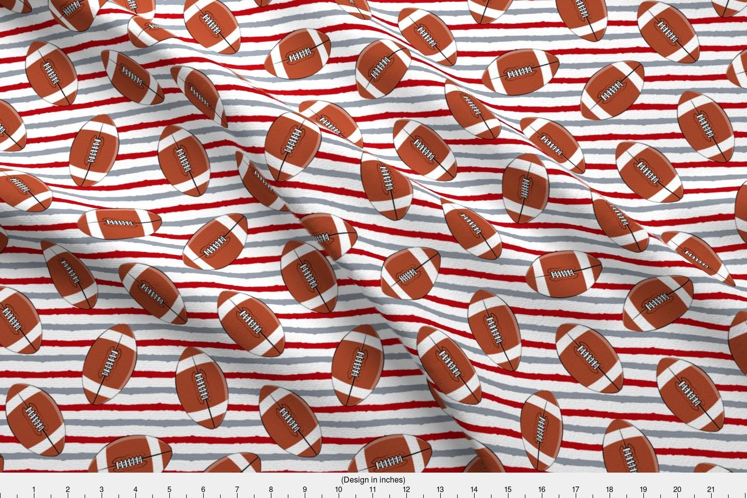 Football Stripe Fabric College Football Red And Grey Stripes By