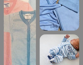 2 piece striped monogrammed baby boy gift set. Baby Boy Gift Set. 0-6 month only.