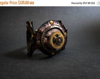 50% OFF SALE Leather steampunk cuff bracelet