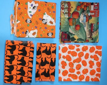 Five Pieces of Cotton Fabric Remnants, Halloween Theme